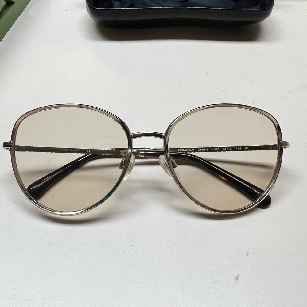 Chanel gold framed sunglasses